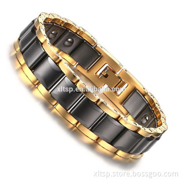 2016 Black and gold germanium titanium bracelet high quality ceramic bracelet